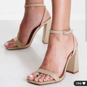 ASOS DESIGN Nora barely there block heel sandals in natural